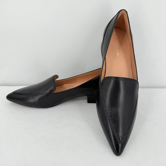 NWOB Cole Haan Women's Vialetta Pointed Toe Black Leather Loafer Shoes Size 9.5B - Picture 1 of 12